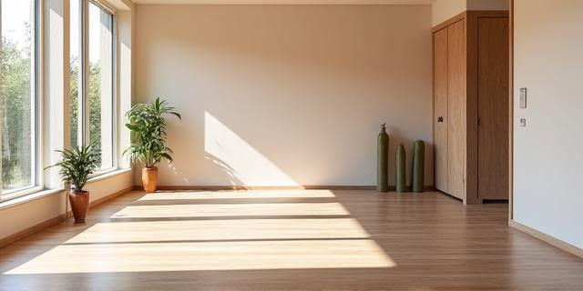 Salle de cours spacieuse et calme pour le yoga ou la méditation