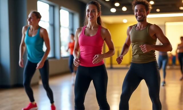 Cours collectif de fitness en pleine action