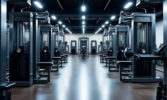 Salle de sport moderne avec équipement Technogym