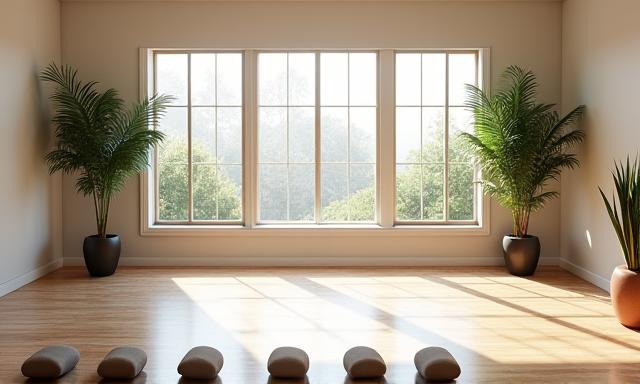 Espace de yoga lumineux et paisible